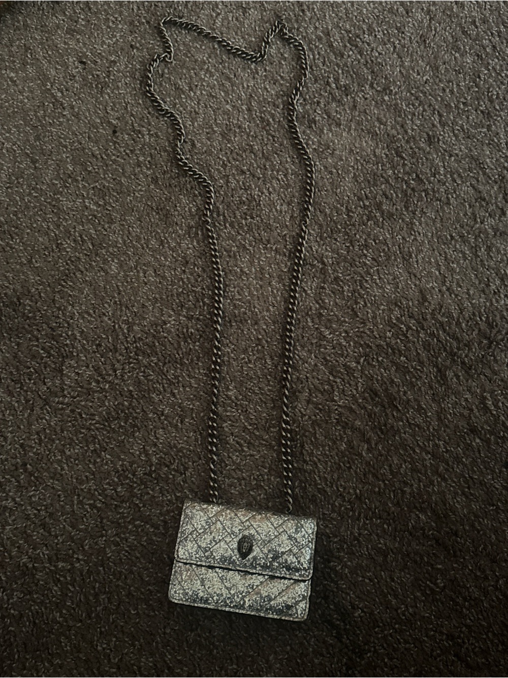 Kurt Geiger Metallic Quilted Mini Crossbody in Silver